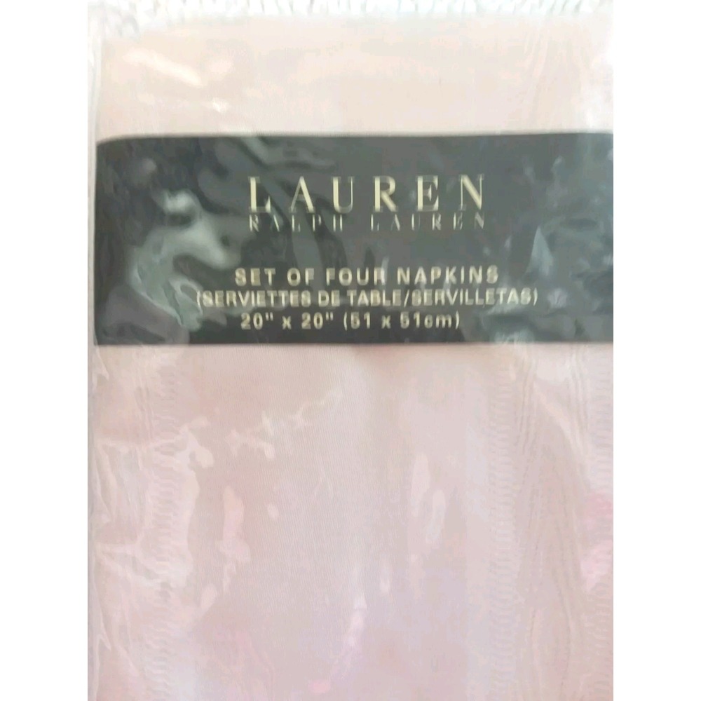 Ralph Lauren Cloth IVORY Dinner Napkins Moire Stripe Set of 4 20x20 NEW